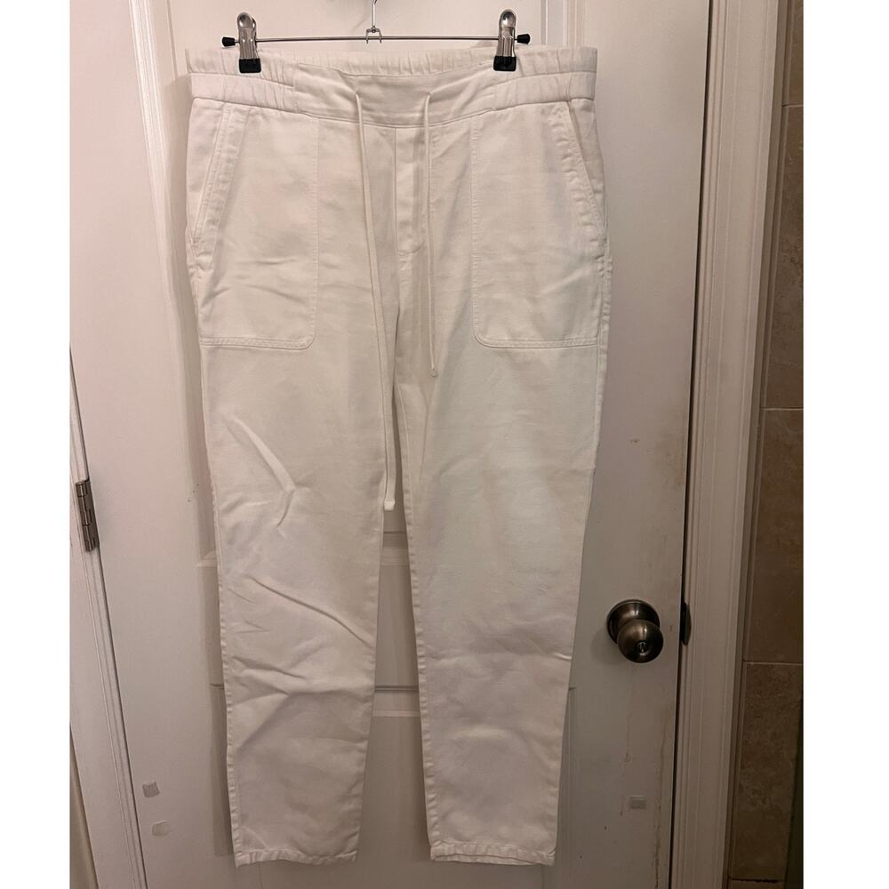James Perse Relaxed Canvas Linen Blend Jogger Pants Sz 2 White Old Money Coastal
